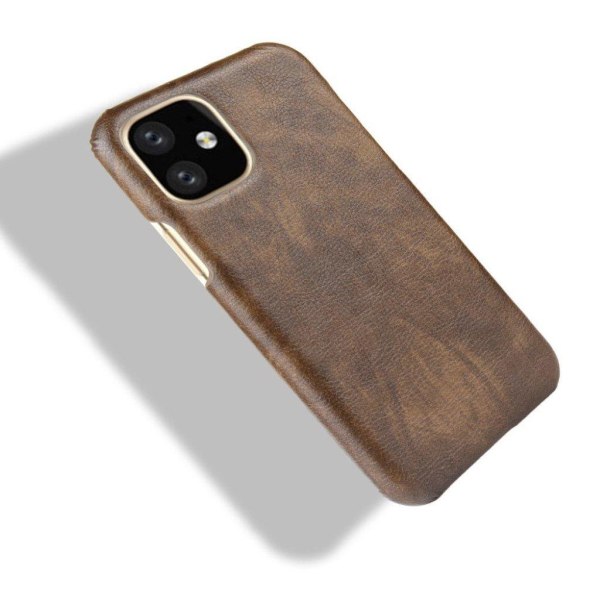 Litchi-tekstur Vegansk læder og stødsikkert telefon cover iPhone 11 Pro Max 6,5 tommer (2019) - Brun Brown