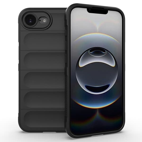 iPhone 16e-etui Anti-Drop Soft Flexible Rugged Phone Back Deksel - Svart Black