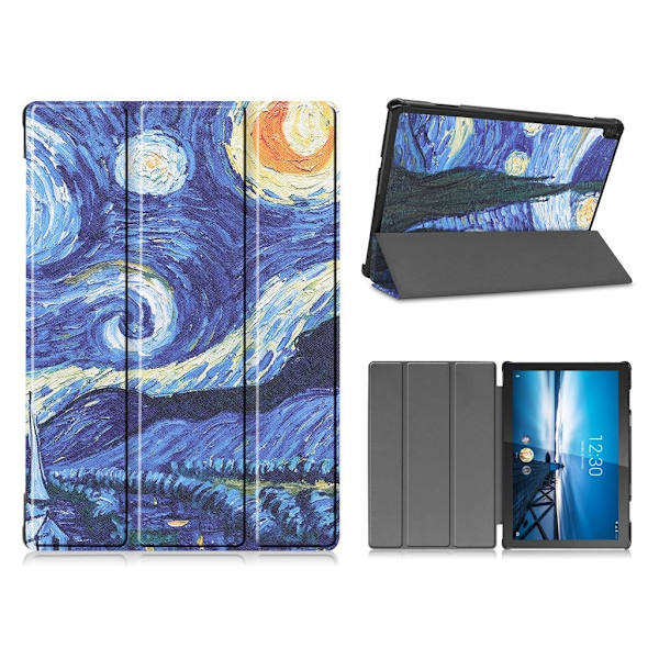 Lenovo Tab M10 FHD REL cool pattern læder flip case - Oliemaleri Multicolor
