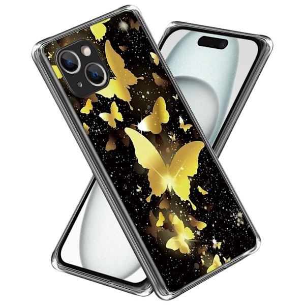 Deco iPhone 15 cover - Guld Sommerfugle Gold