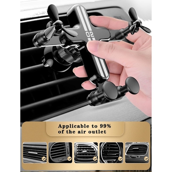 Universalholder til bilmontering + mini-ventilator - Sort Black