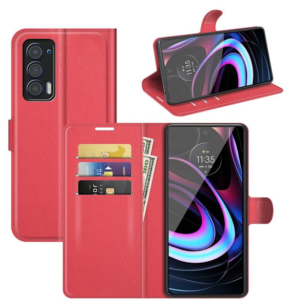 Classic Motorola Edge (2021) Läppäkotelo - Punainen Red