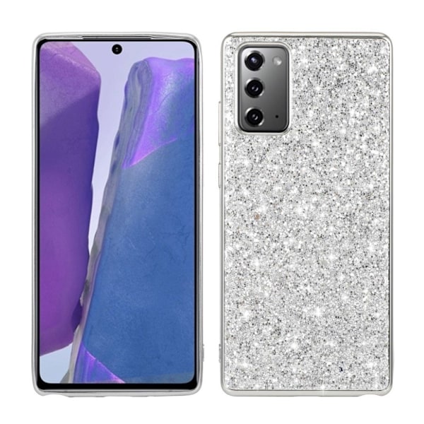 Glitter Samsung Galaxy Note 20 Etui - Sølv Silver grey