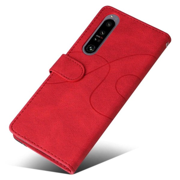 Tekstureret Læder Etui med Strop TilSony Xperia 1 Iv - Rød Red