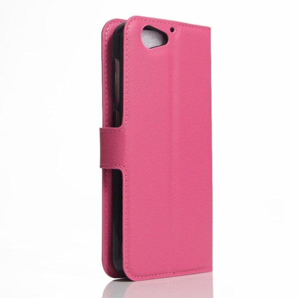 HTC A9s stilfuldt læder-etui m. kortholder - Hot Pink Pink