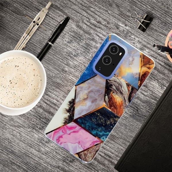 Marble OnePlus 9 Pro Etui - Vibrant Klinkekule Diamant Multicolor