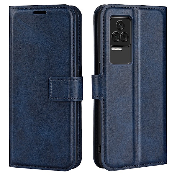 Hållbart konstläder Xiaomi Redmi K50 / Xiaomi Redmi K50 Pro fodral med plånbok - Blå Blå