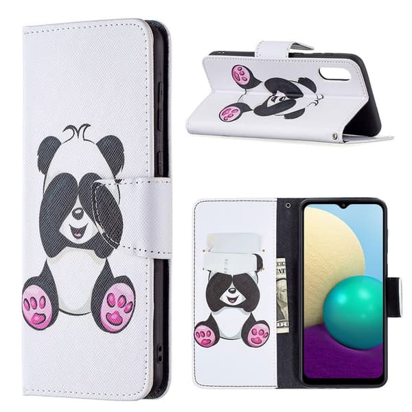 Wonderland Samsung Galaxy A02 flip-etui - Søt Panda White