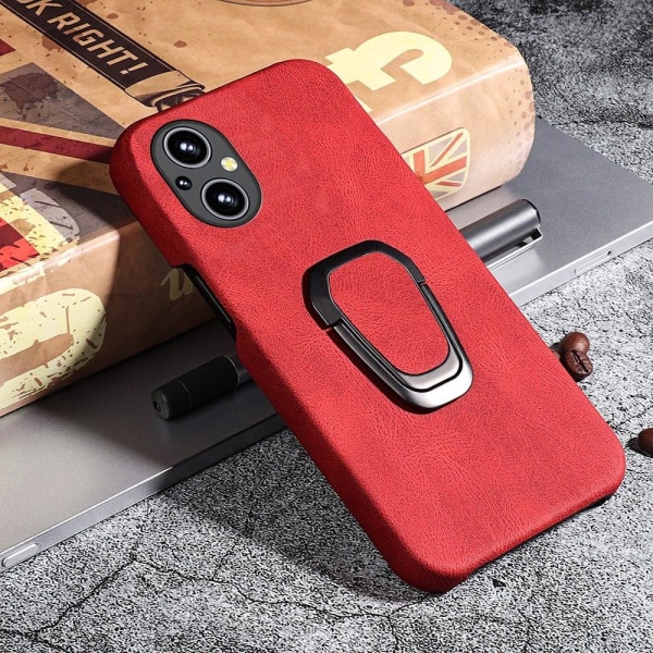 Stötsäkert läderfodral med oval kickstand för OnePlus Nord N20 5 Röd