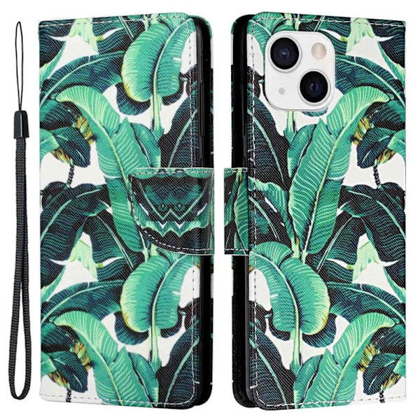 Wonderland iPhone 14 flip etui - Vejbredsblad Green