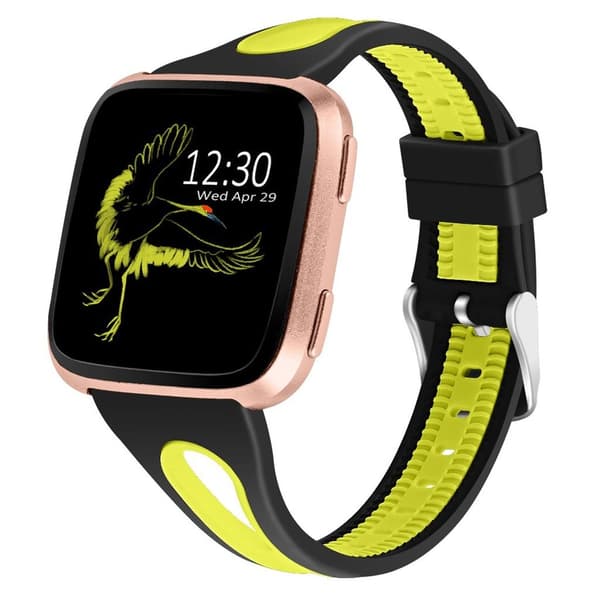 Fitbit Versa tofarvet vandtæt silikone Urrem - Sort / Gul Yellow