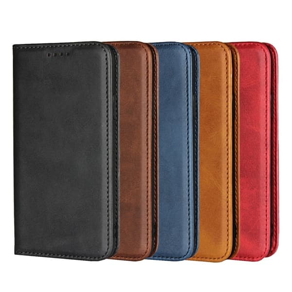 iPhone XS auto-absorberende flip etui i læder - Sort Black