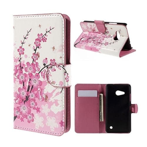 Moberg Microsoft Lumia 550 Lær Etui - Plomme Blomster Multicolor