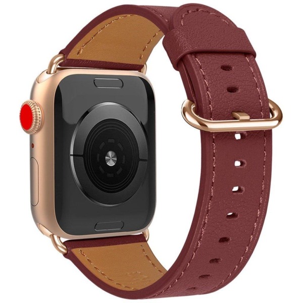 Apple Watch Series 5 / 4 44mm genuine leather watch band - Wine Red Röd