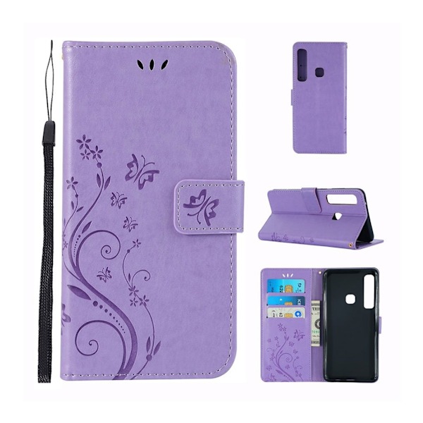 Butterfly läder Samsung Galaxy A9 (2018) fodral - Lila Lila
