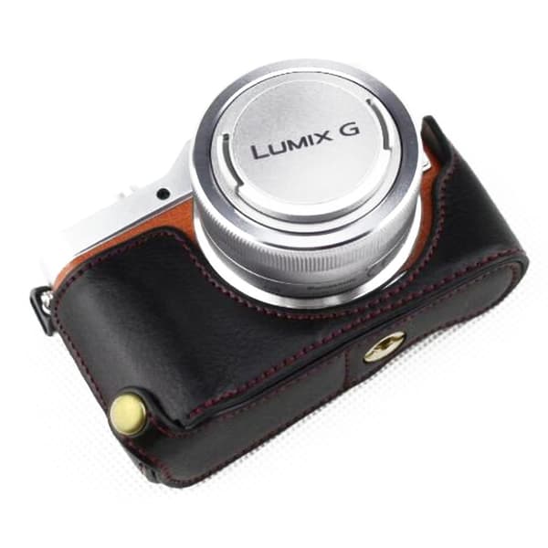 Panasonic Lumix DC-GF10 halvt kamera beskyttelsesetui i læder - Sort Black