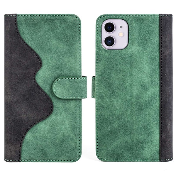 Tvåfärgat iPhone 11 fodral i läder - Grön Grön