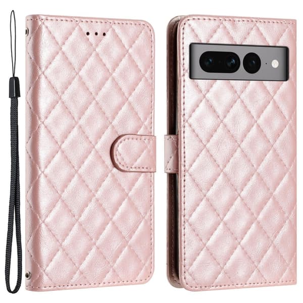 Funktionellt Google Pixel 8 Pro fodral med rombmönster - Rosa Rosa