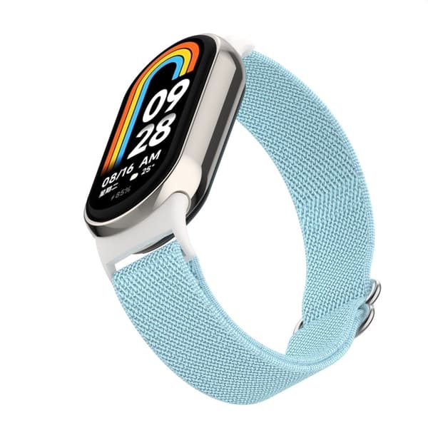 Xiaomi Smart Band 9 / Smart Band 8 Nylon håndledsrem med stik Elastisk urrem - Babyblå Blue