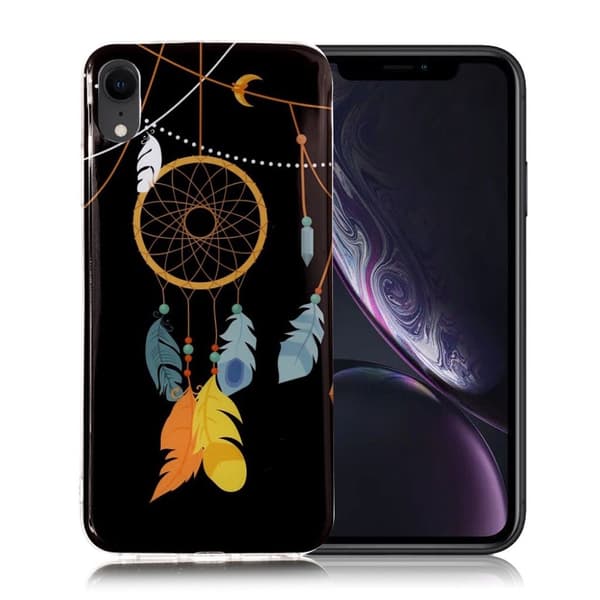 IPhone 9 mobilskal silikon självlysande tryckmönster - Fjäder drömfångare multifärg