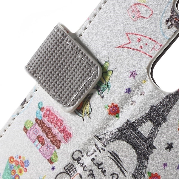 Moberg LG G4 Lær Case med Kortholder - Eiffel Tårn og Fruit Multicolor