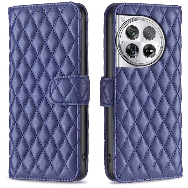 Rhombus mat OnePlus 12R / OnePlus Ace 3 flip etui - Blå Blue