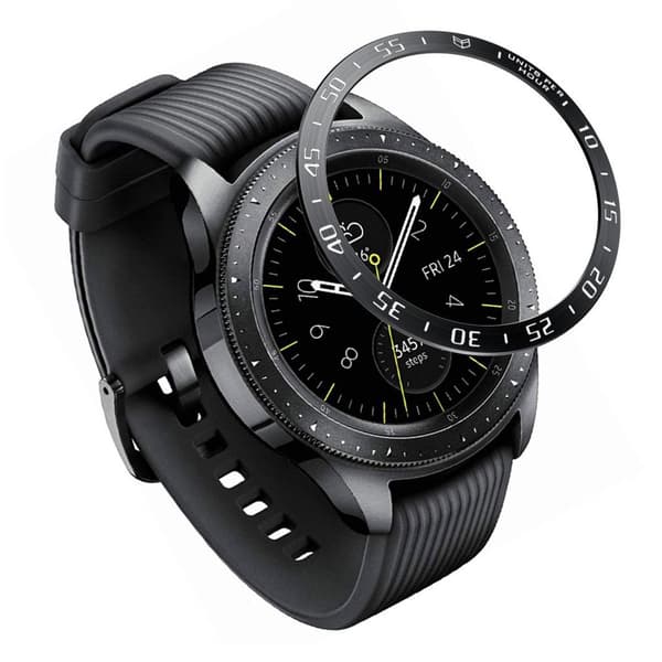 Samsung Galaxy Watch (42mm) Bezel Ring Ramme Etui - Svart Ring Hvit Tekst Black