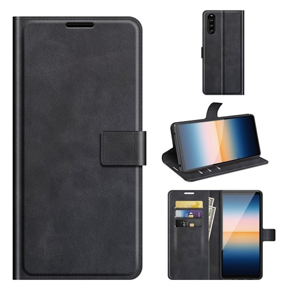 Hållbart konstläder Sony Xperia 10 III fodral med plånbok - Svart Svart