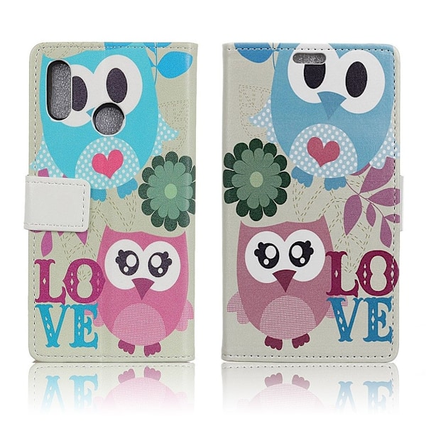 Huawei P20 Lite mønstret PU læder flip etui - ugle Lovers Multicolor