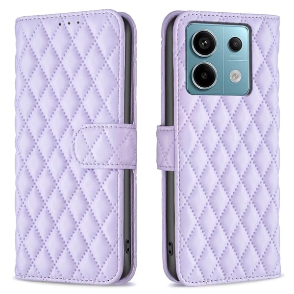 Rombemønster, matt flip-deksel for Xiaomi Redmi Note 13 Pro 4G - Lilla Purple