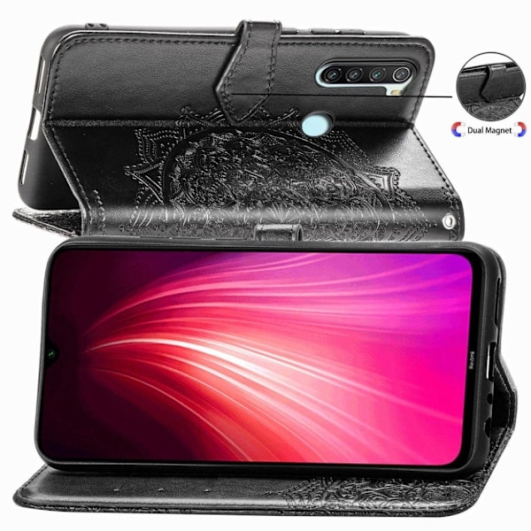 Mandala Xiaomi Redmi Note 8T Flip kotelot - Musta Black