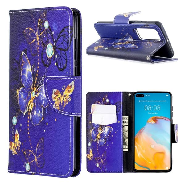 Wonderland Huawei P40 flip etui - Krystal Sommerfugl Multicolor
