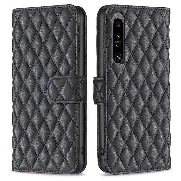 Rhombus mat Sony Xperia 1 VI flip etui - Sort Black