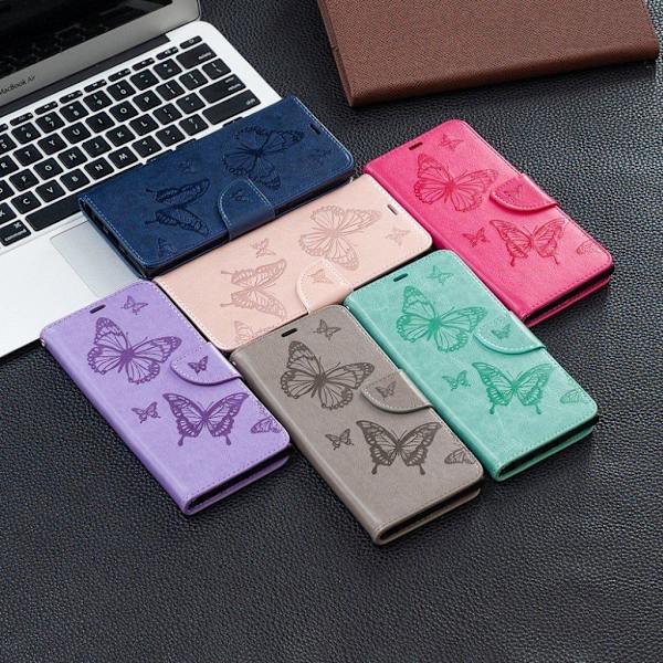 Butterfly Samsung Galaxy S21 Ultra Flippetui - Grå Silver grey