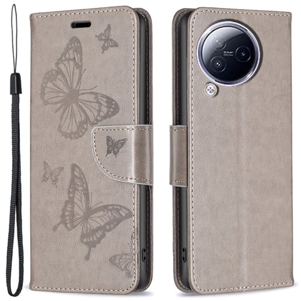 Butterfly Xiaomi Civi 3 Läppäkotelo - Harmaa Silver grey
