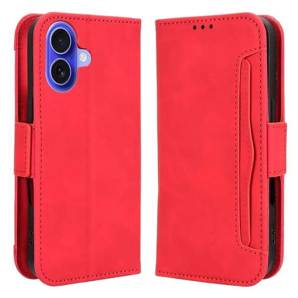 iPhone 16 moderni nahkainen lompakkokotelo - Punainen Red