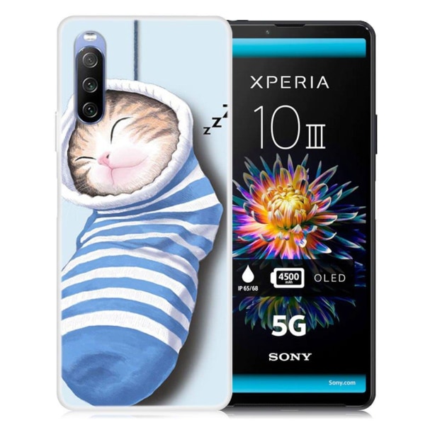 Deco Sony Xperia 10 III skal - Strumpkatt Blå