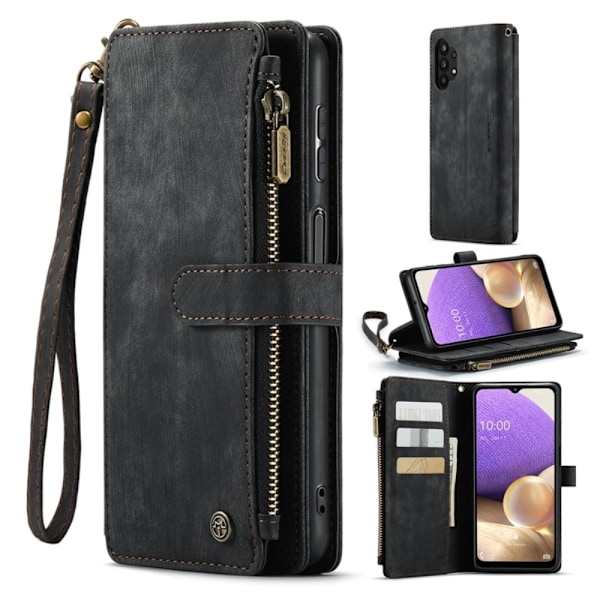 CaseMe Samsung Galaxy M32 5G / Samsung Galaxy A32 5G etui med lynlås og pung - Sort Black