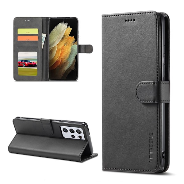 LC.IMEEKE Samsung Galaxy S21 Ultra 5G flip case - Musta Black