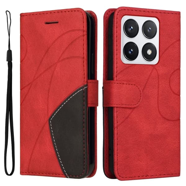 Tekstureret Xiaomi 14T Pro læderetui med rem - Rød Red