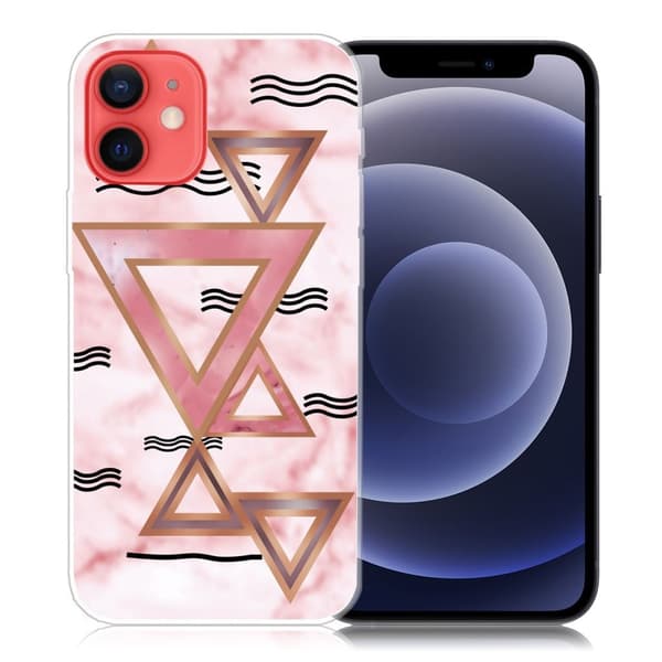 Marble design iPhone 12 Mini kotelot - Ruusunvärinen Kolmiot Pink