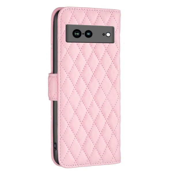 Matt Google Pixel 7a fodral med rombmönster - Rosa Rosa