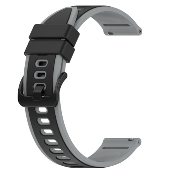 22mm Universal dual color silikone urrem - Sort / Grå Silver grey