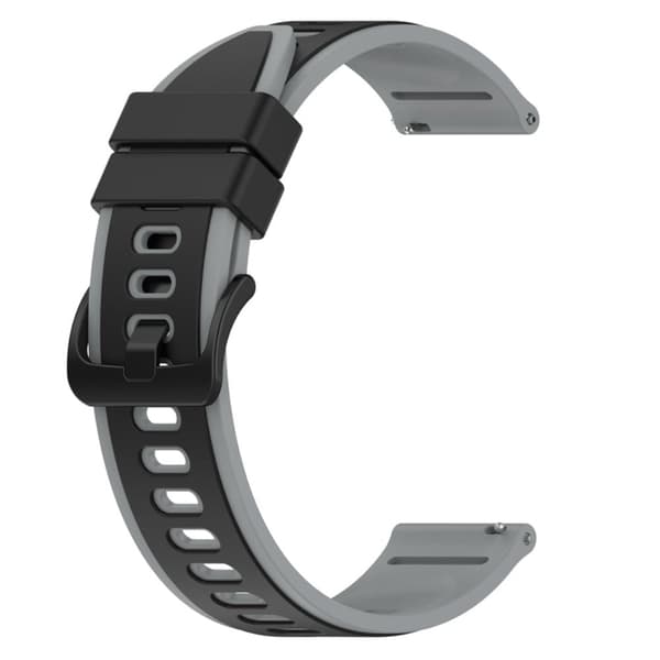 22mm Universal kaksivärinen silikoni ranneke - Musta / Harmaa Silver grey