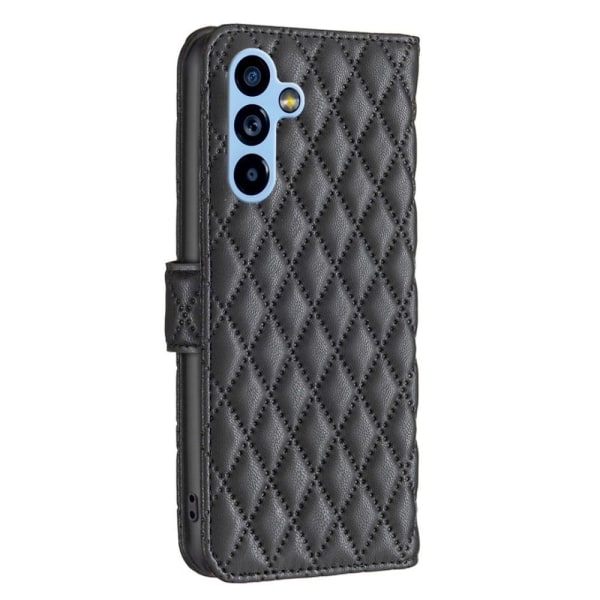 Rhombus mat Samsung Galaxy A54 flip etui - Sort Black