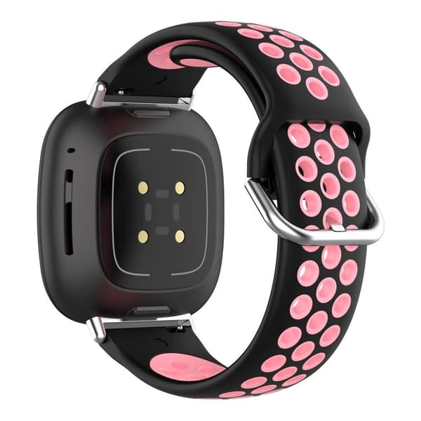 Fitbit Sense 2 / Versa 4 tofarvet silikone-urrem - Sort / Lyserød Pink
