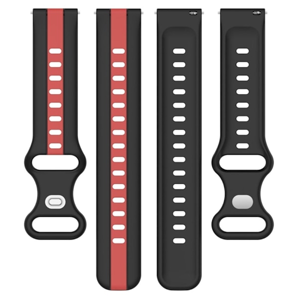 22mm Universal kaksivärinen silikoni ranneke - Musta / Punainen Red