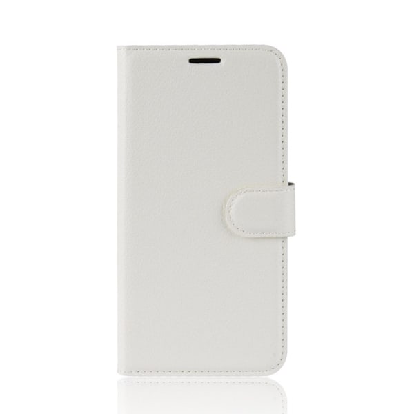 Sony Xperia XZ3 mobilfodral konstläder silikon stående litchi plånbok – Vit Vit