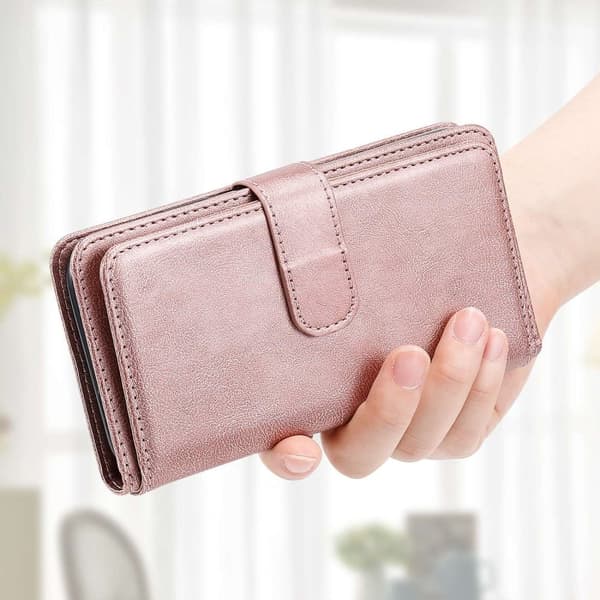 Lommebok-etui med 10 lommeseksjoner for Google Pixel 7 - Rose Gull Pink
