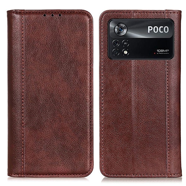 Aito nahkakotelo magneettisuljuksella Xiaomi Poco X4 Pro 5G - Ruskea Brown
